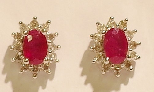 18ct white gold ruby and diamond earrings