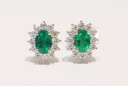 18ct emerald and diamond earrings