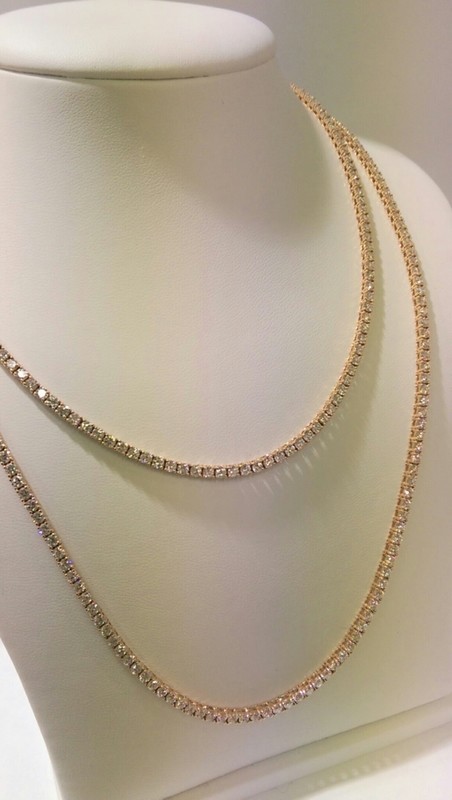 18ct rose gold yard of diamonds