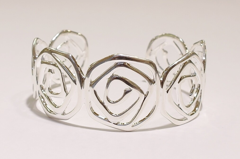 Sterling silver rose bangle
