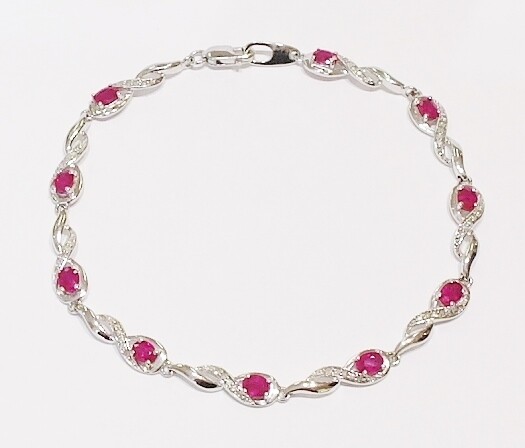 9ct white gold ruby and diamond bracelet