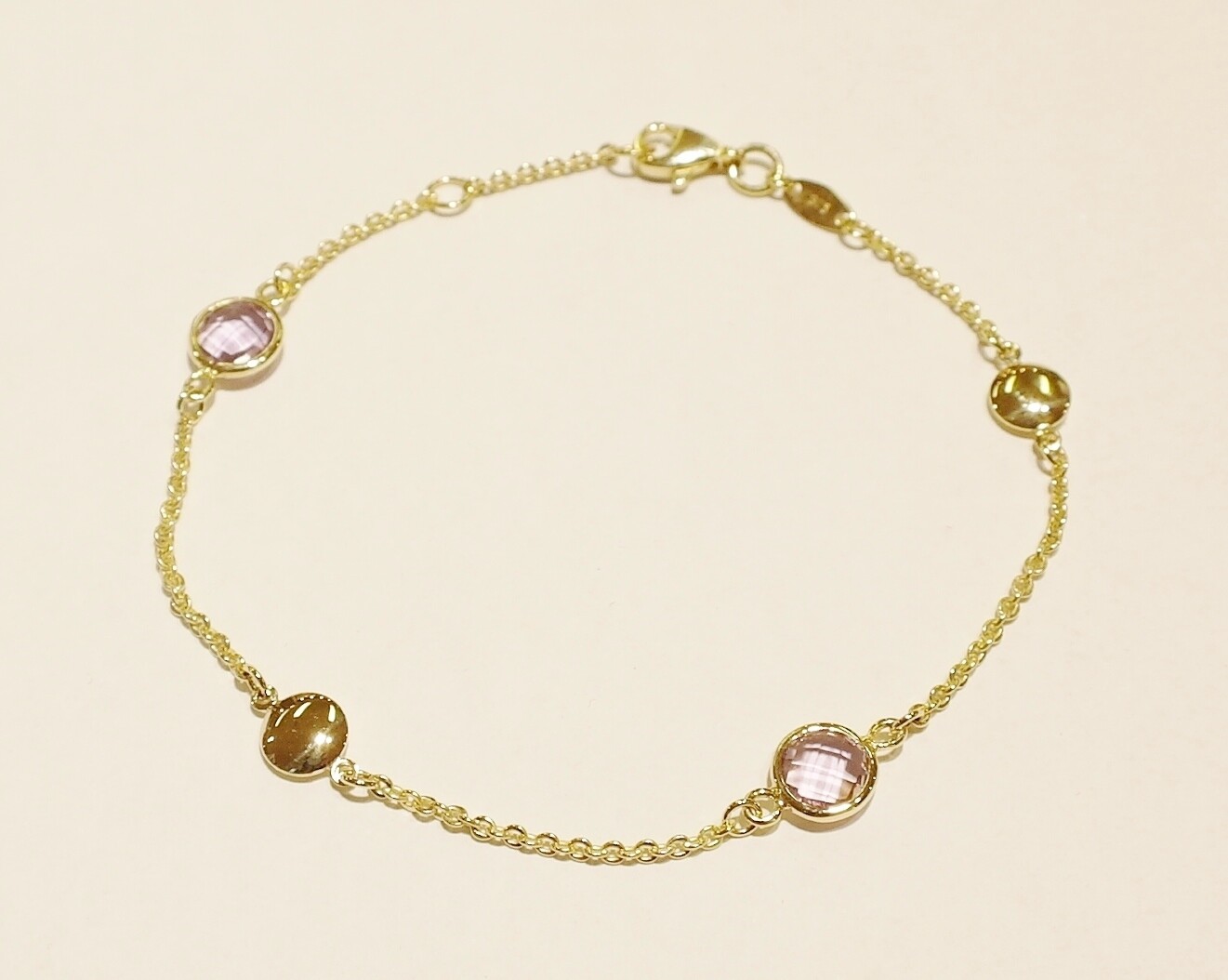 9ct yellow gold amethyst bracelet