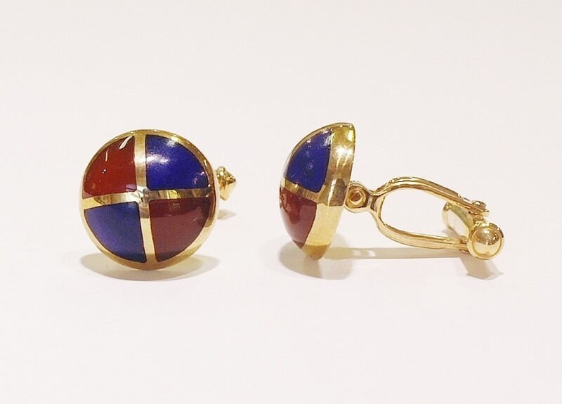 9ct carnelian and lapis lazuli cufflinks