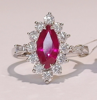 18ct white gold ruby and diamond ring