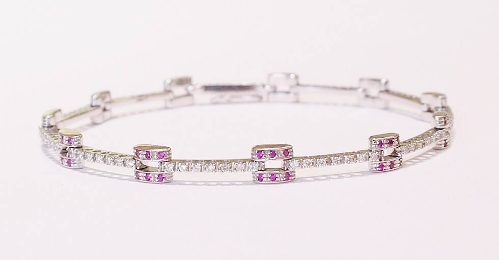 18ct white gold ruby and diamond bracelet