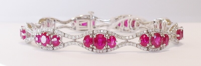 18ct white gold ruby and diamond bracelet