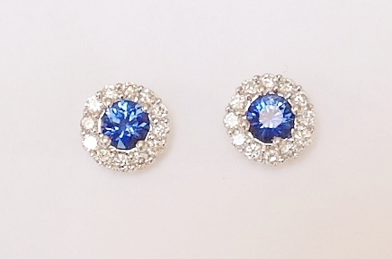 18ct white gold sapphire and diamond earrings