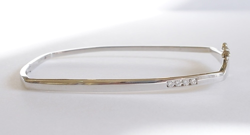 9ct white gold diamond bangle