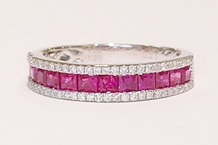 18ct white gold ruby and diamond ring