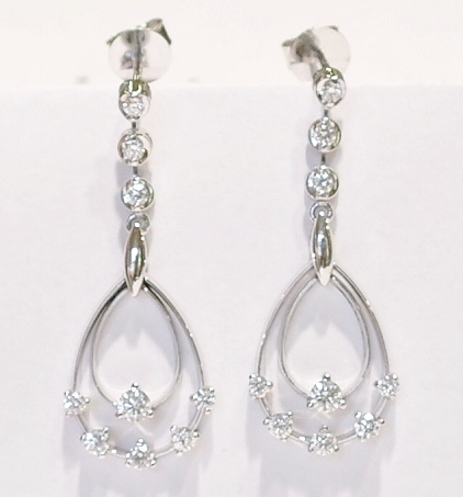 18ct white gold diamond drop earrings