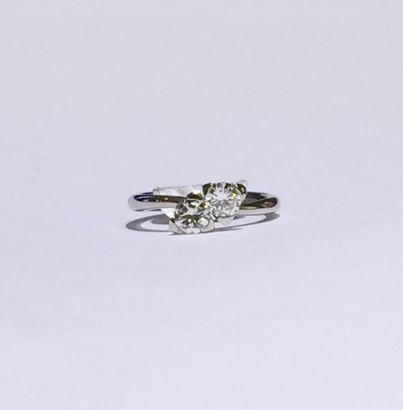 Platinum 2 diamond twist ring