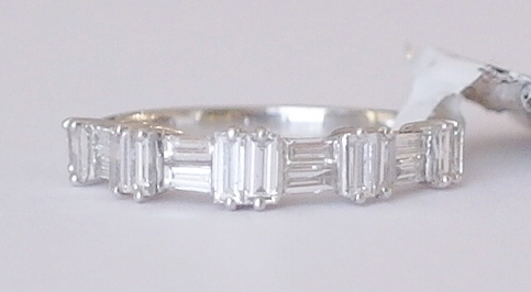 Platinum baguette diamond ring