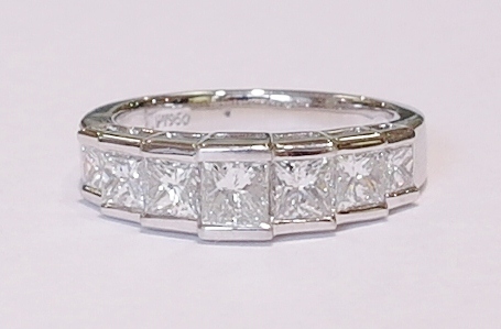 Platinum and princess cut diamond ring