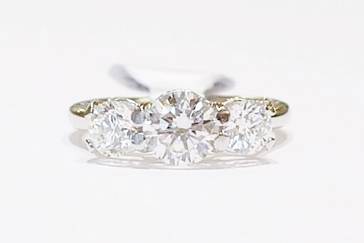 Platinum three-stone diamond ring