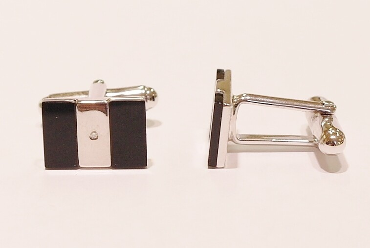 Sterling silver and black onyx cufflinks