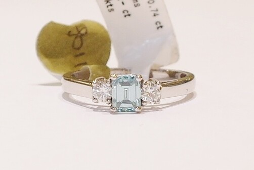 18ct white gold Treated Blue Diamond Three stone ring