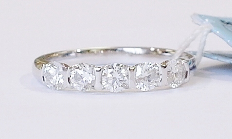 Platinum five-stone diamond eternity ring