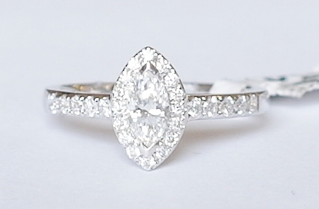 18ct white gold marquise diamond cluster ring