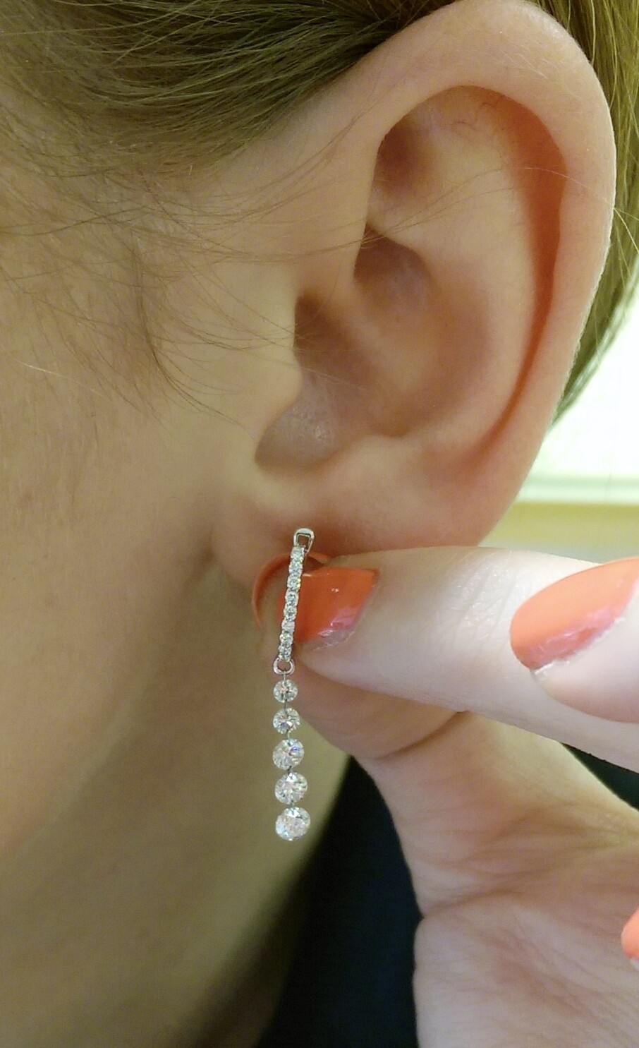 Floating diamond drop earrings