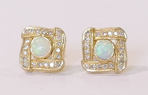 9ct opal and diamond earrings
