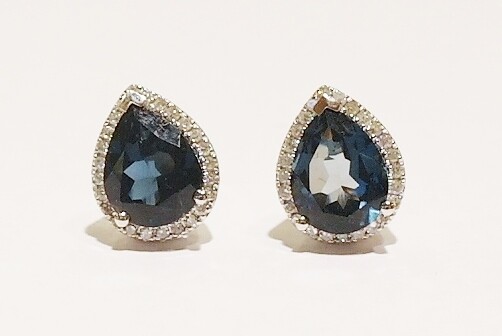 9ct white gold blue topaz and diamond earrings