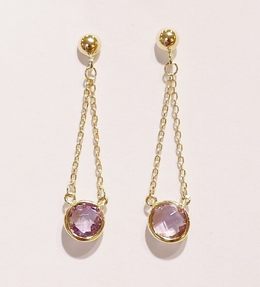 9ct yellow gold amethyst earrings