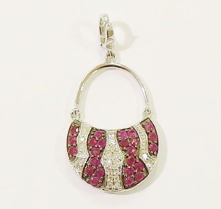 9ct white gold handbag charm