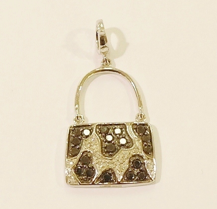 9ct white gold handbag charm