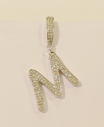 9ct white gold and diamond initial charm/pendant