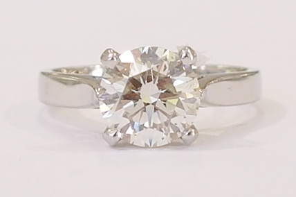 Platinum and diamond solitaire ring