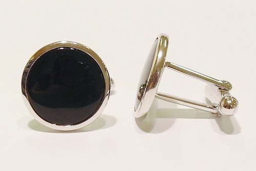 Sterling silver and black onyx cufflinks
