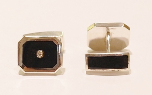 Sterling silver and black onyx cufflinks