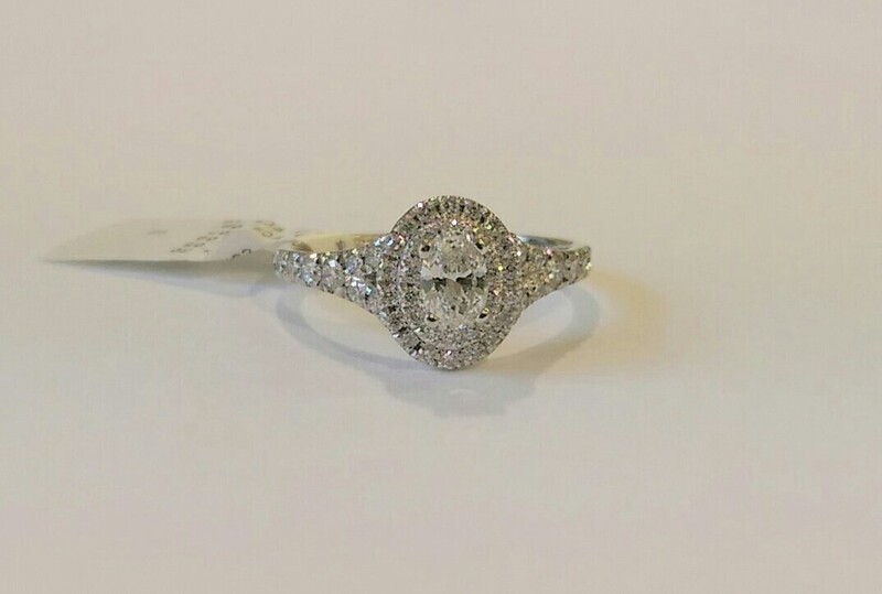 18ct white gold double halo diamond ring