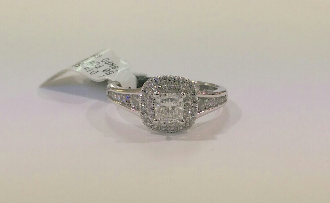 18ct white gold double halo diamond ring