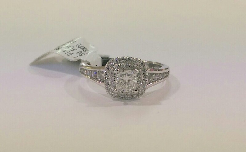 18ct white gold double halo diamond ring