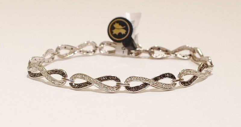 9ct white gold black and white diamond bracelet