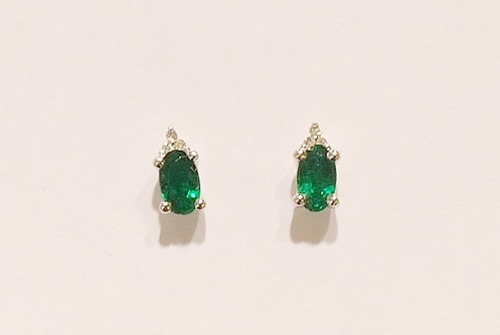 9ct white gold emerald and diamond earrings