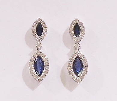 9ct white gold sapphire and diamond earrings