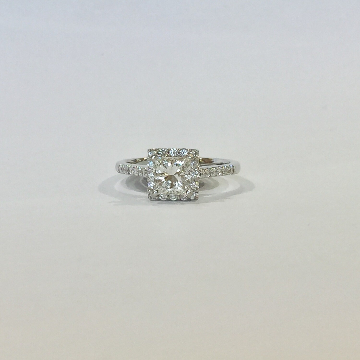Platinum 1.01 Princess Cut Diamond Halo Ring