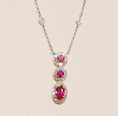 9ct white gold ruby and diamond necklet