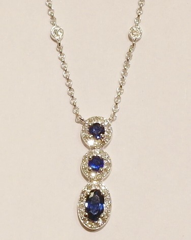 9ct white gold sapphire and diamond necklet