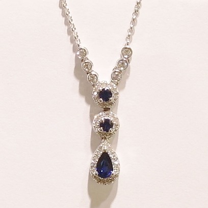 9ct white gold sapphire and diamond necklet