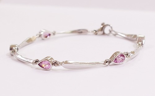 9ct white gold pink sapphire bracelet