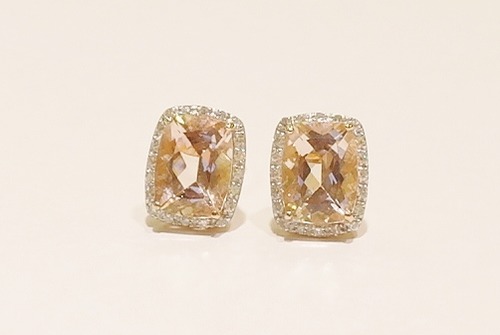 9ct rose gold morganite and diamond earrings