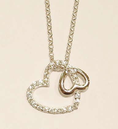 Sterling silver and cubic zirconia heart pendant