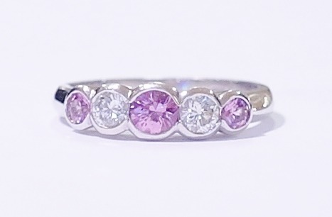 18ct white gold pink sapphire and diamond ring