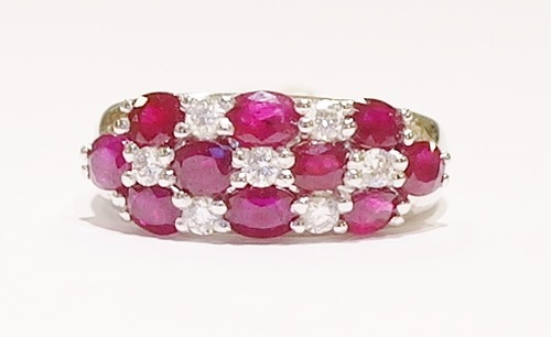 18ct white gold ruby and diamond ring