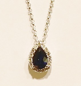 18ct white gold sapphire and diamond pendant