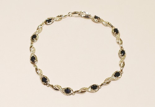 9ct white gold sapphire and diamond bracelet