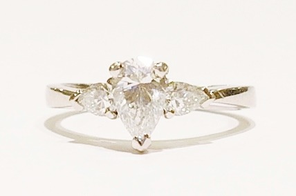 Platinum and diamond three-stone ring